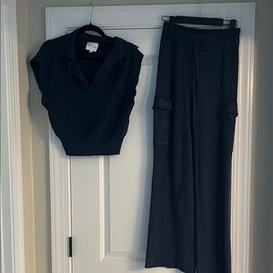 Navy blue super soft knit set worn 1x